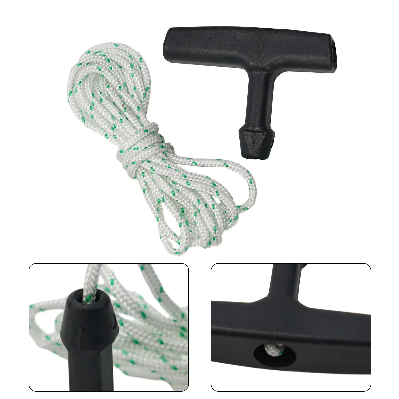 2pcs White Recoil Puller Drawcords And Black Handle For Lawn Mowers Garden Power Equipments Lawn Mower Accessories