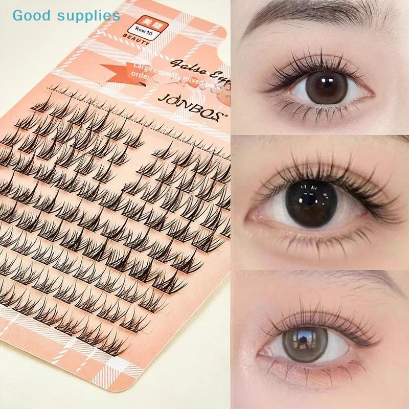 3D Volumen-Streifenwimpern D-Curl Natürliche Flauschige Wispige Künstliche Wimpern mit Transparentem Band für Augen-Make-up