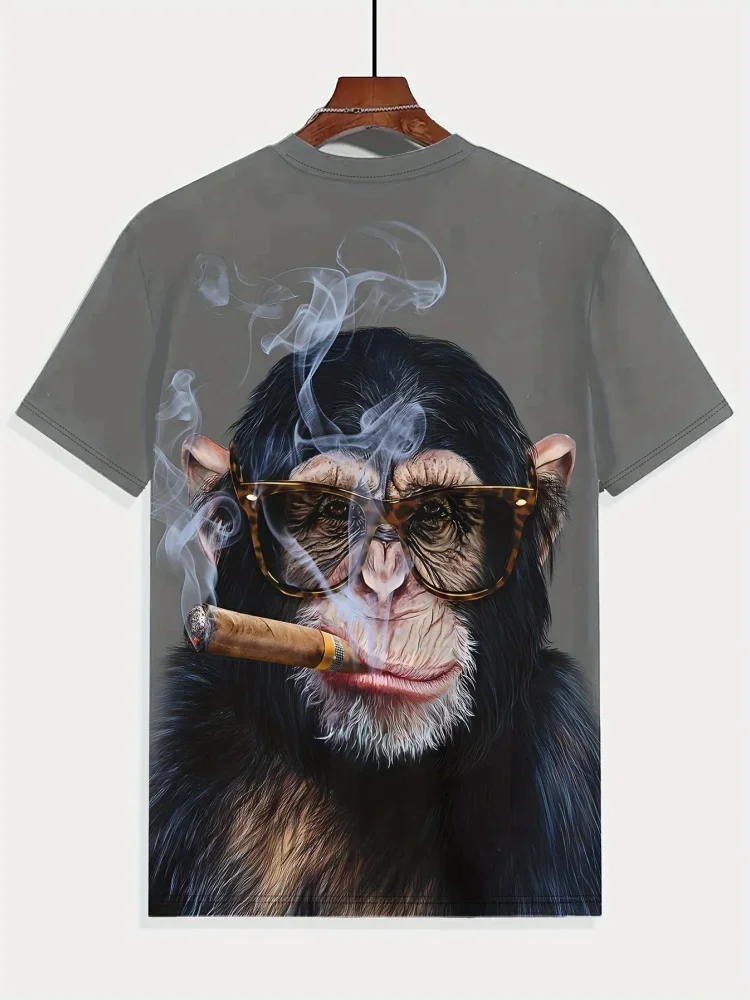 

Casual Summer Oversized T-Shirt Clothes Men Novelty Smoking Gorilla Pattern 3D Print T-Shirt Sports Crew Neck Short Sleeve Tee