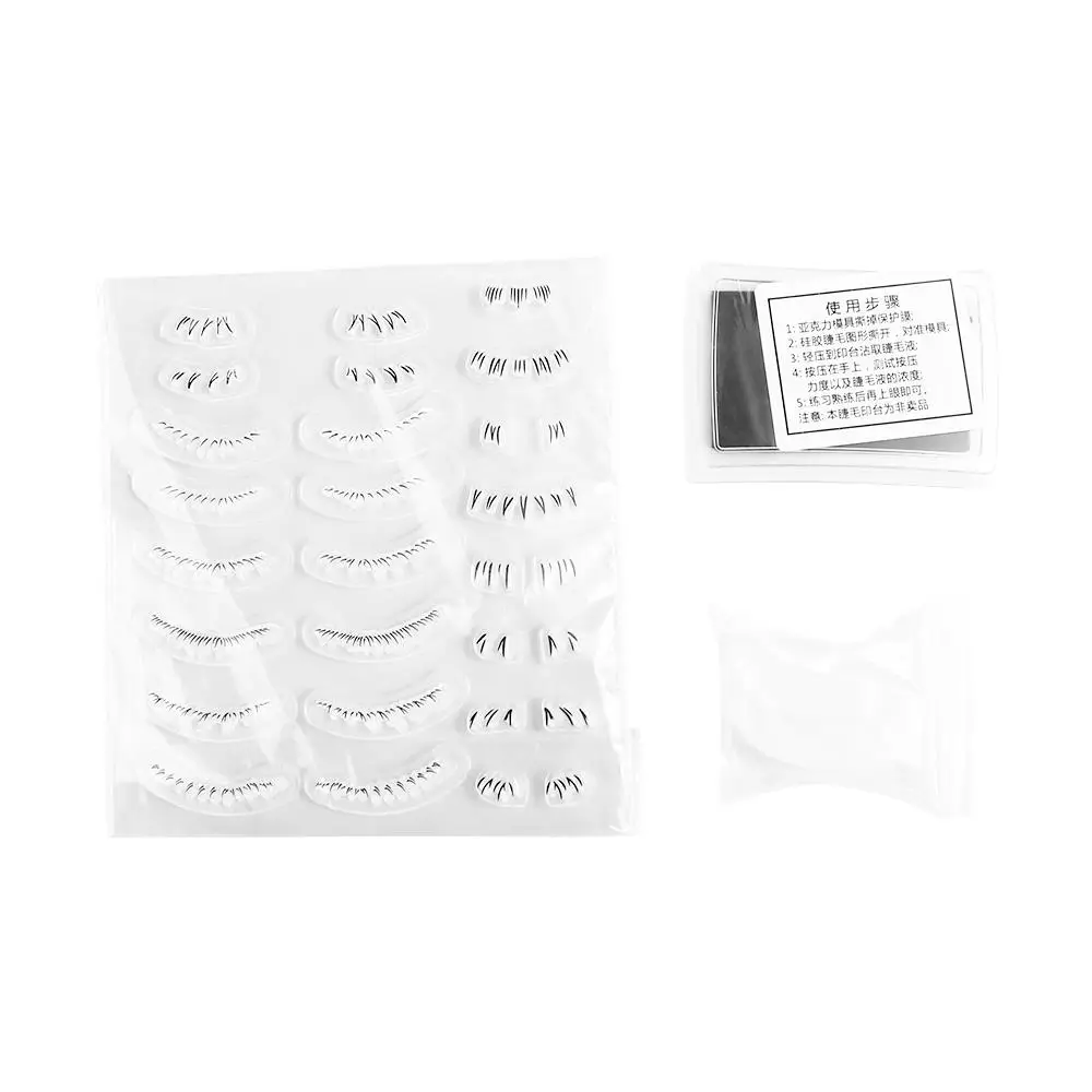 DIY Lower Lashes 16 in 1 Lower Eyelash Stamps Set Natural with Printing Mud Eyelash Stamp Stencil Lazy Multi-Style