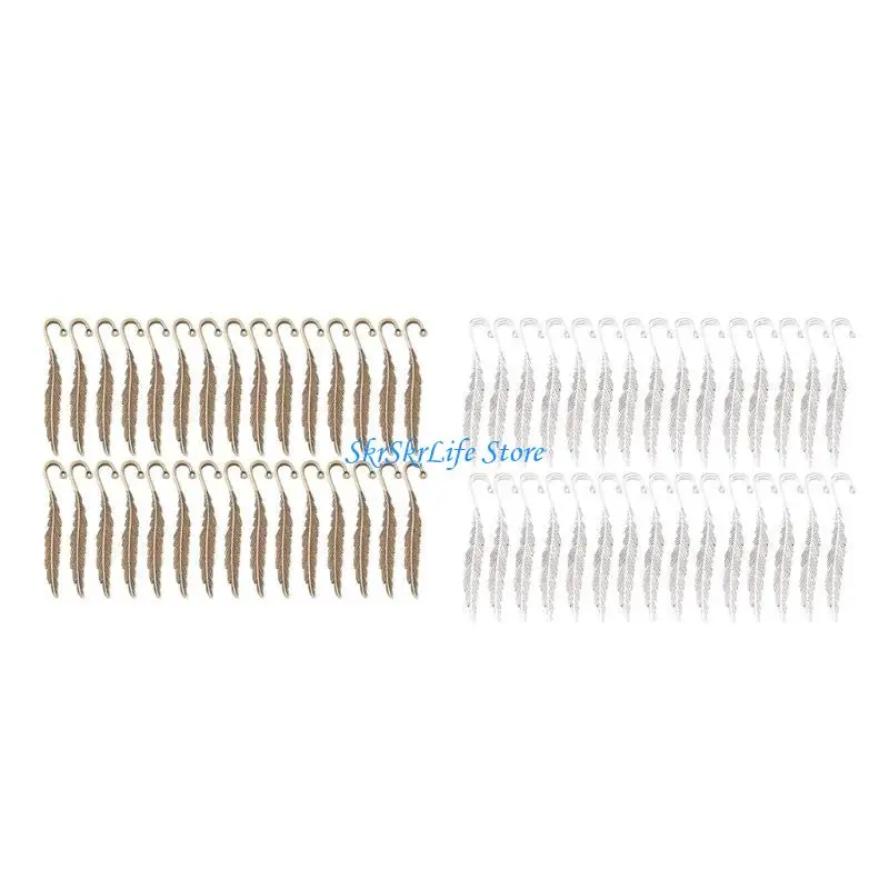 E65E 30Pcs Vintage Hook Bookmarks Metal Feathered Bookmarks for Teacher Student