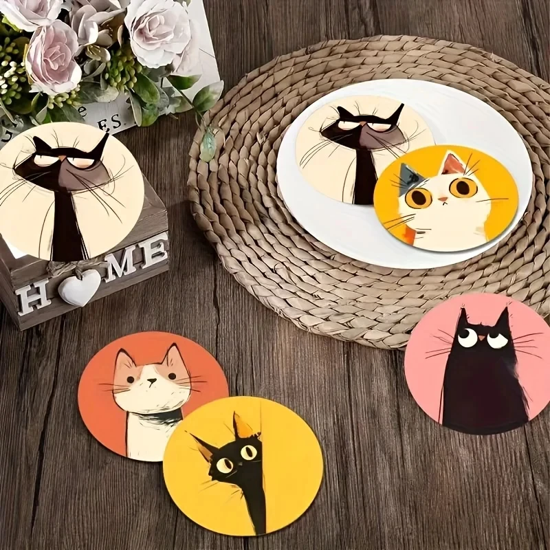 6pcs Classic Wooden Coaster Set - Multi-Purpose Drink Pad, Must-Have for Celebrations, Suitable for Various Occasions & Places
