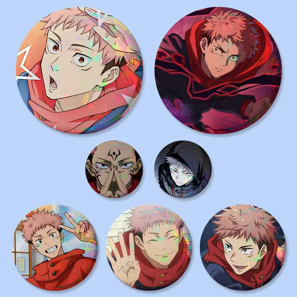Itadori Yuji Anime Character Badges Button Round Creative Pin Brooch Badge Bag Decor Accessories Fans Collect Friends Gifts