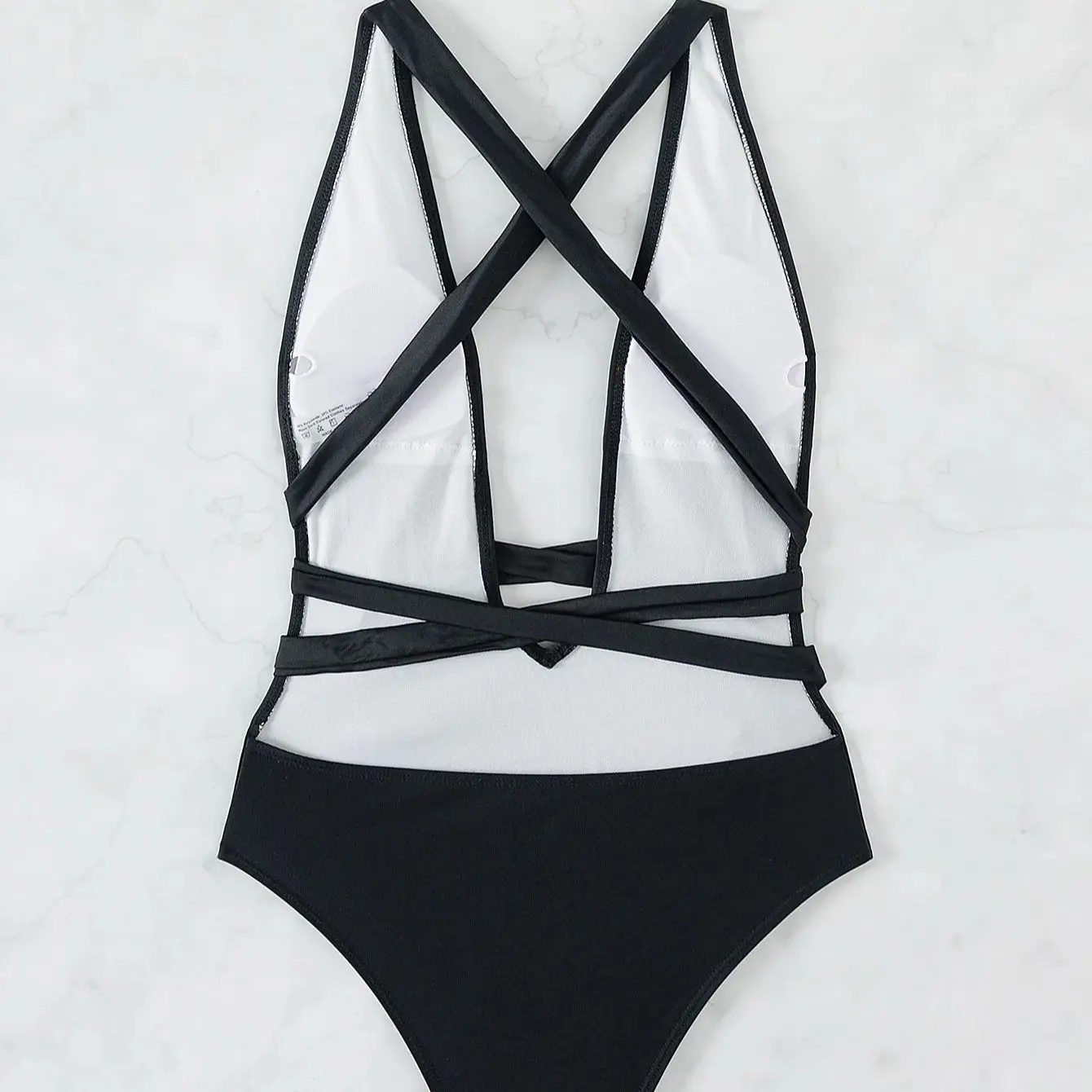 One Pieces Black Bikini Suit Back Strip Tie Beach Set Cool Black Female Swimming Suit Women Sexy Swimwear