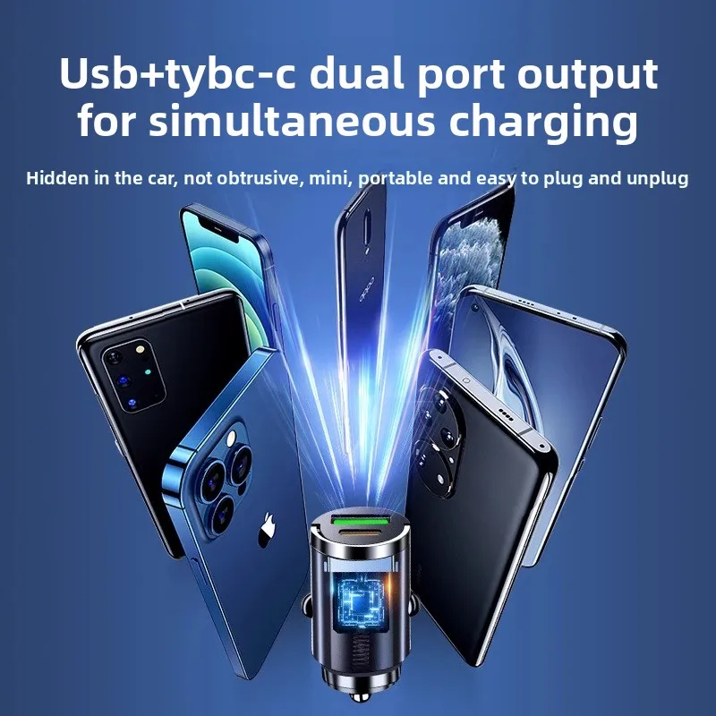 شاحن سيارة شحن سريع للغاية للهاتف المحمول من واحد إلى اثنين ولاعة سجائر غير مرئية #3