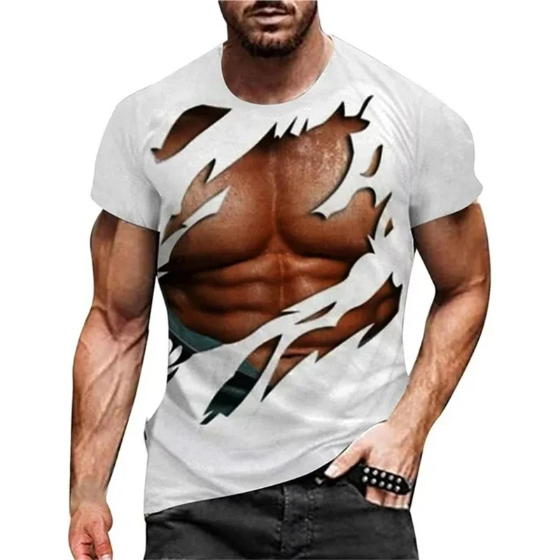 Muscle Graphic Men\'s Funny T-shirt Summer O-neck Casual Tee Shirts For Male Daily Short Sleeve Tops Oversized Men Clothing Tees