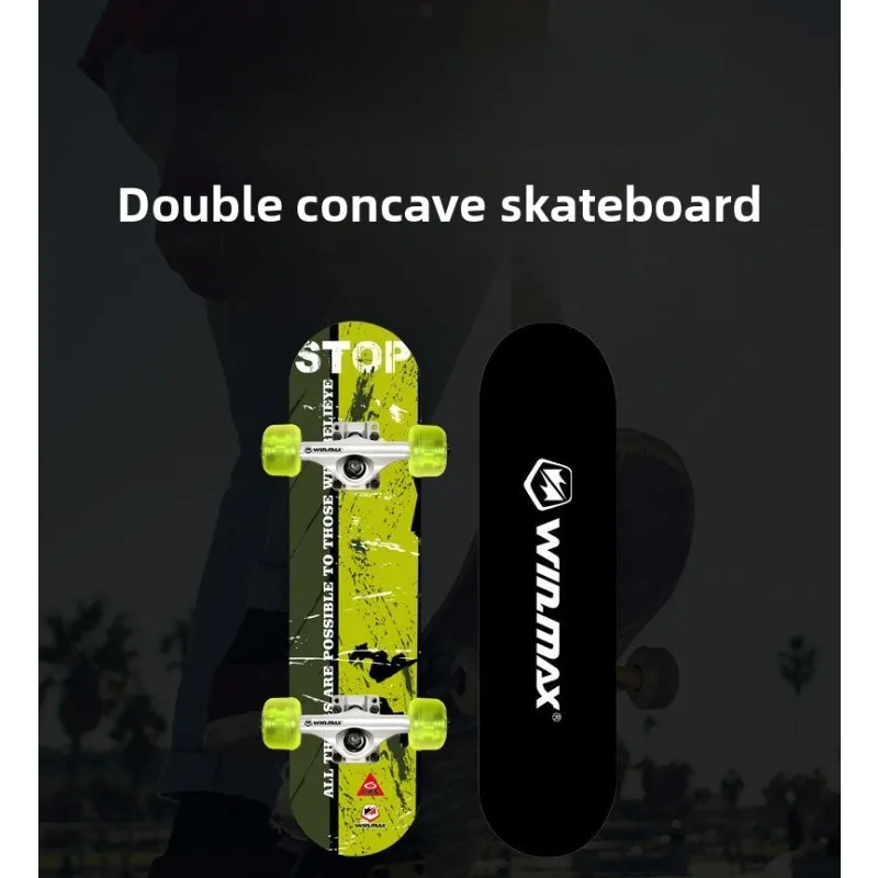 لوح تزلج أرضي مقاس 31 بوصة مكون من 9 طبقات من خشب القيقب المفضل صف مزدوج لوح تزلج مقعر بنمط شعبي لوح طويل للرياضات الخارجية