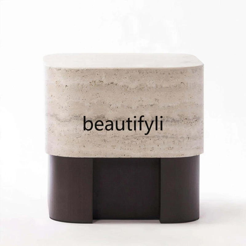 

Simple cave stone edge few creative light luxury wabi sabi wind luxury high-end model room bedroom bedside table