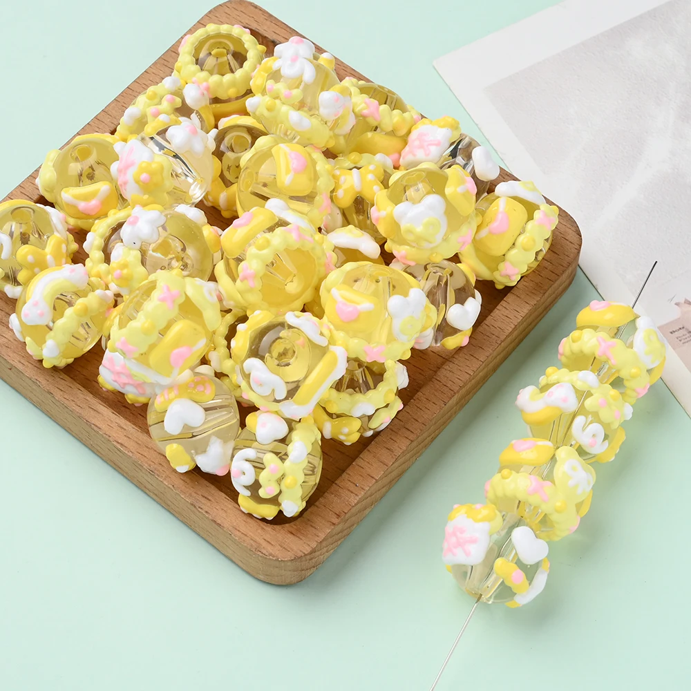 Yellow Phone Accessories - 10 stuks gele transparante handgeschilderde hars