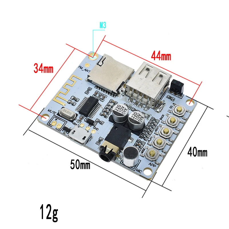 Wireless Bluetooth audio receiver module decoding and playback with USB TF card front-end output