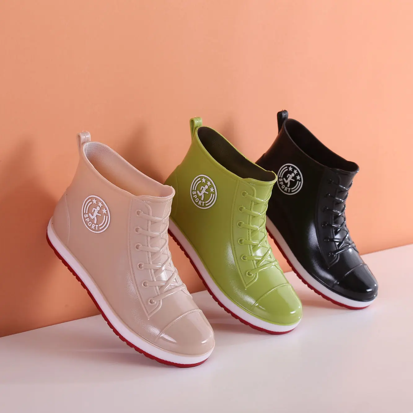 2024 new spring summer ankle rain boots causual outdoor working water shoes Black rubber boots woman for rain galoshes