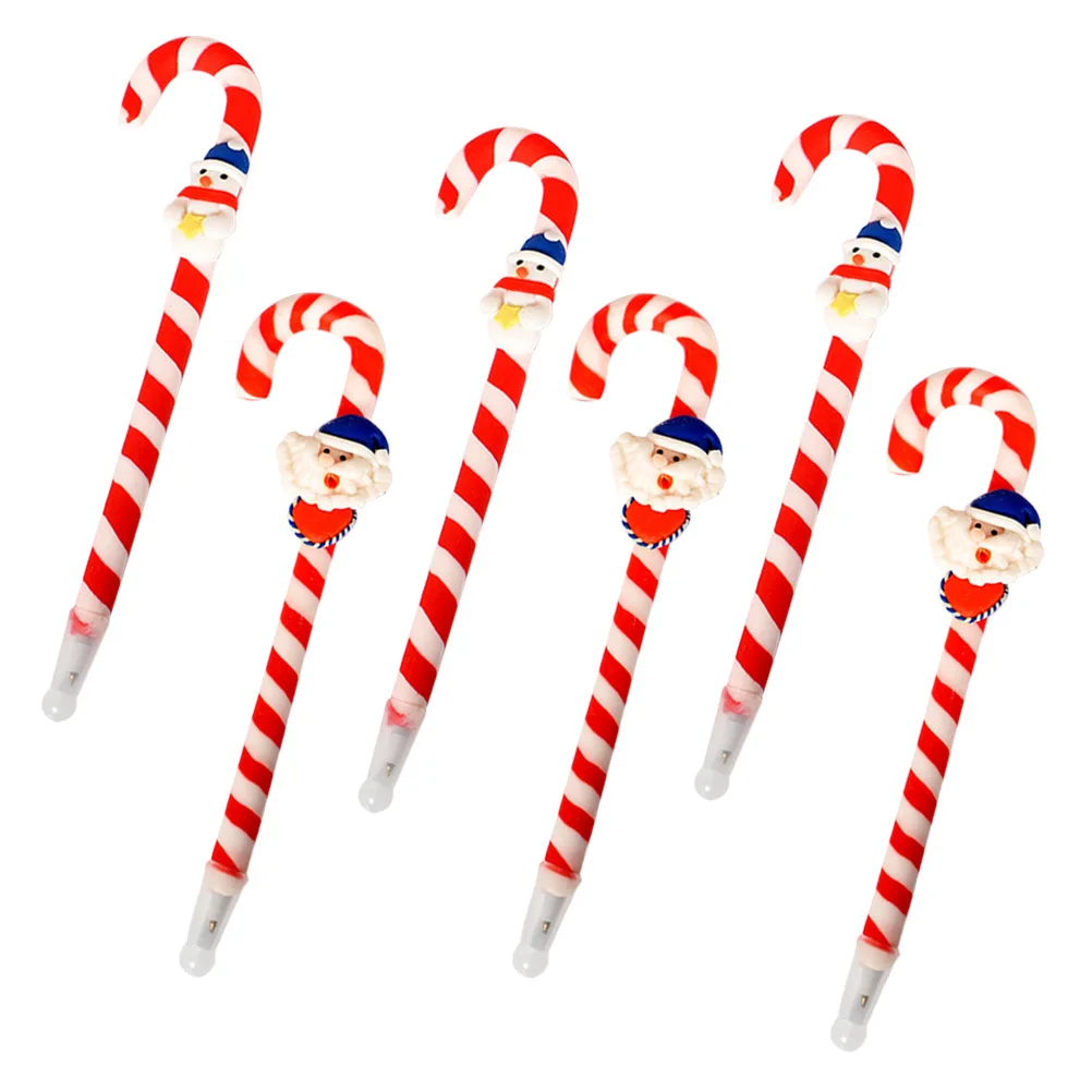 

6 шт., мягкая глиняная шариковая ручка в рождественском стиле, Санта-Клаус, снеговик, детские школьные принадлежности, удобный письменный подарок, глиняная шариковая ручка