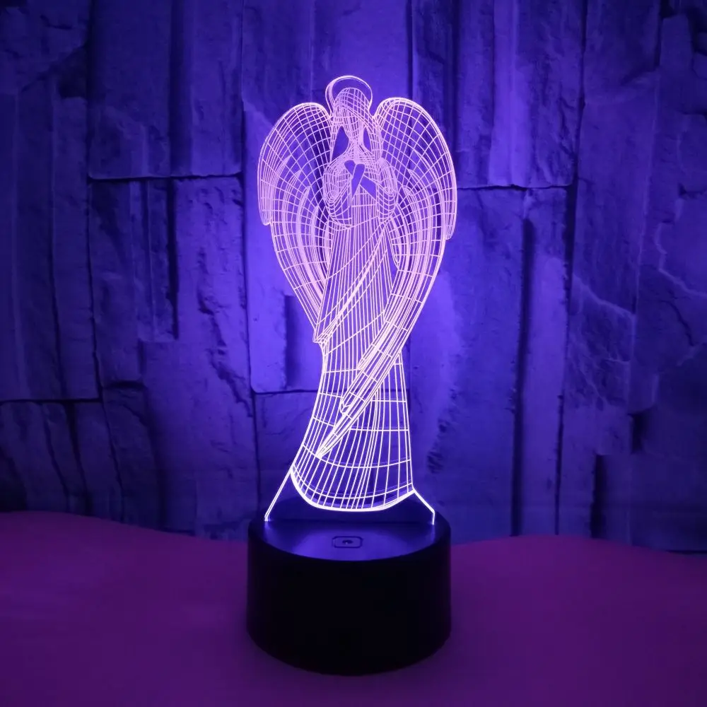 

Angel 3d Nightlight Remote Control Touch Colorful 3d Table Moderne Desk Lamp Creative Gift Customized 3d Small Table Lamp