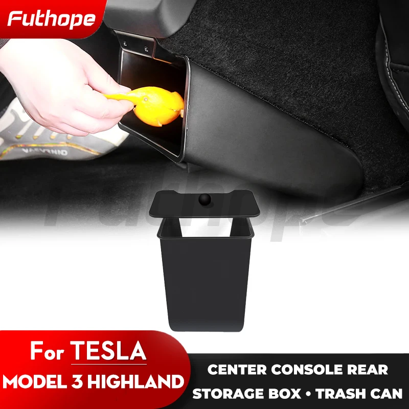 Futhope ABS Scatola portaoggetti per bidone della spazzatura posteriore per Tesla Model 3 Highland Tappo magnetico Design originale Portaoggetti per