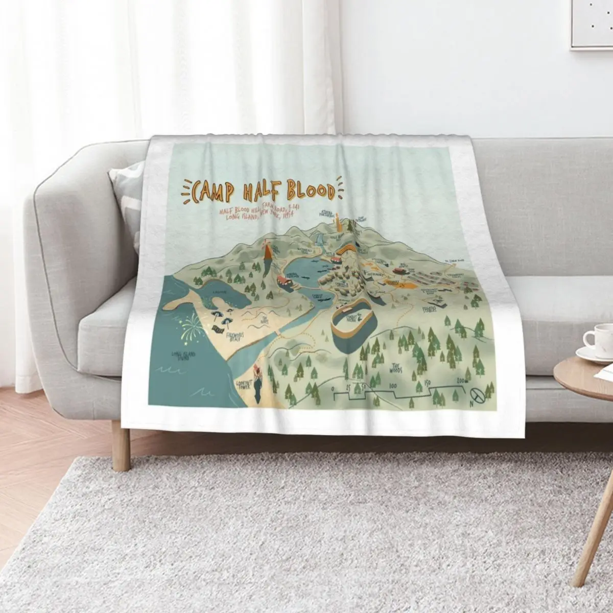 Map of Camp Half Blood Throw Blanket Extra Large Throw halloween manga Bed linens Designers Luxury Brand Blankets