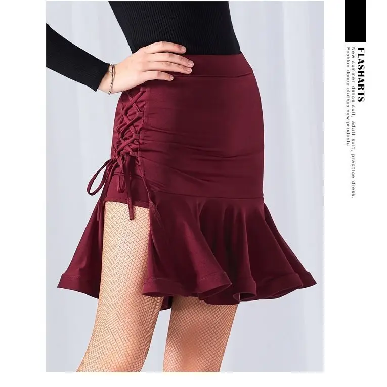 

Костюм для латинских танцев для девочек для женщин, новая профессиональная юбка, тренировочная танцевальная юбка для взрослых, полуюбка Halteres Gala, сексуальная