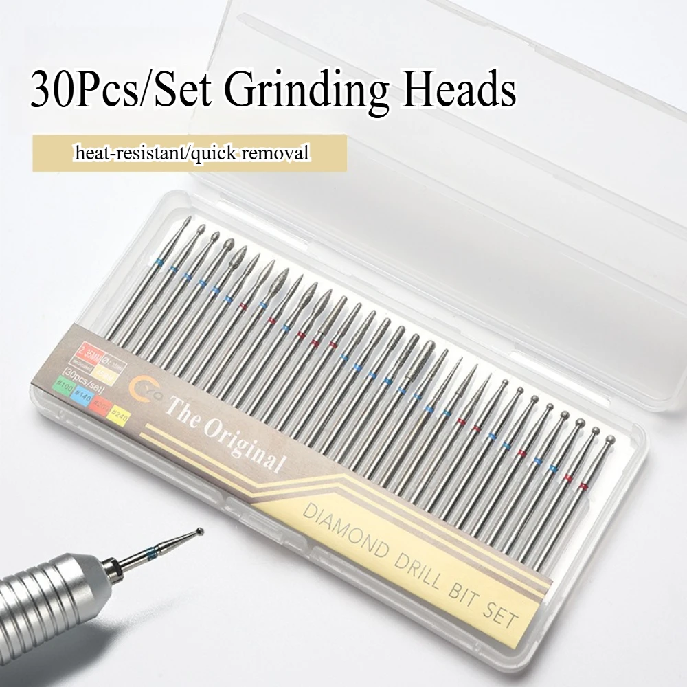 

30Pcs/Box Nail Drill Bits Kits Milling Cutter Nail Gel Polishing Removing Clean Bits Replacement Heads Manicure Accessories