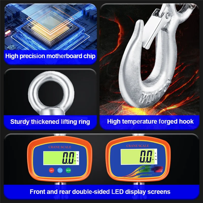 

ETRT 1000KG Electronic Hanging Scale Precision Digital Dual LCD Display 1000Kg Crane Scales Industrial Weigher