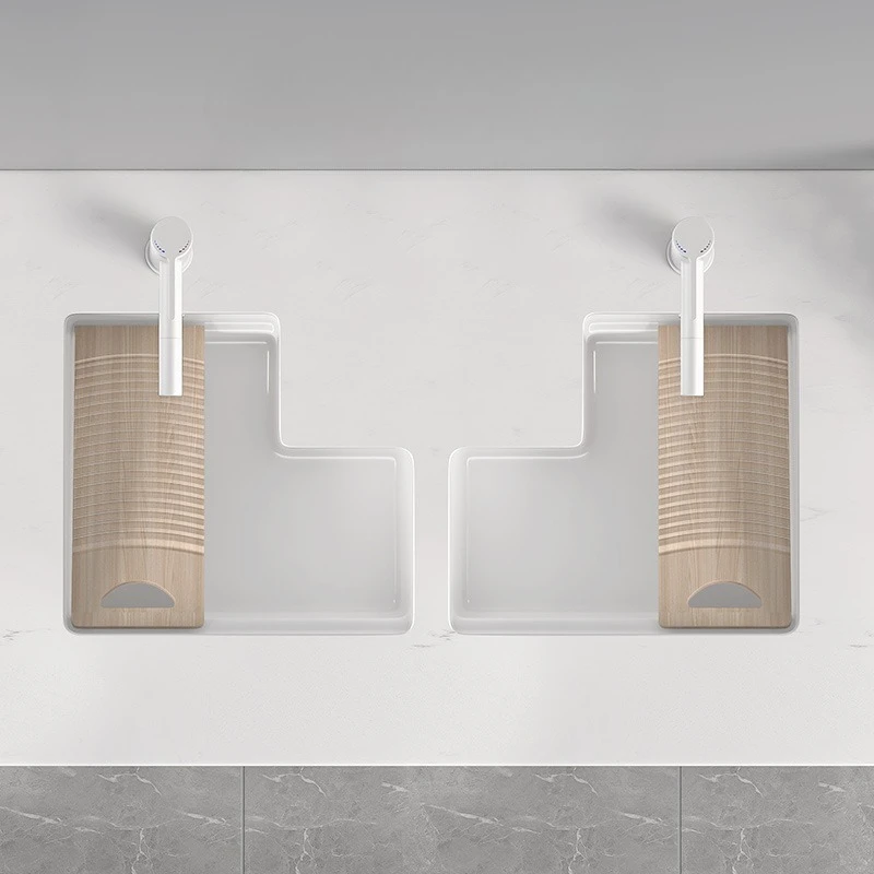 New Balcony Ceramic Washbasin, Under-Basin Cut Corner, Washbasin with Washboard, Deep-Depth Laundry Sink