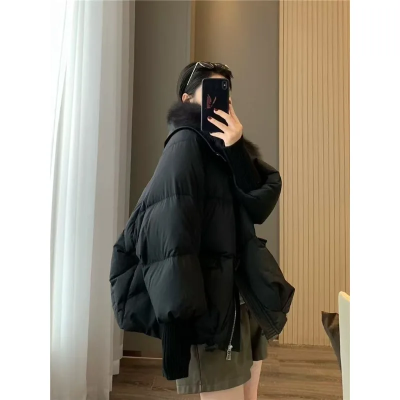 新しい冬のファッション ダウンコットンパッド入りジャケット ゆったりとしたショート丈のおしゃれなコットンパッド入りジャケット ファーカラーの厚手のコットンパッド入りコート