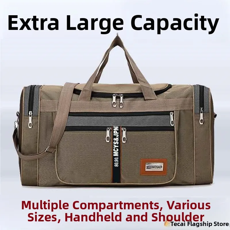 

Большая дорожная сумка из ткани Окс, ретро-стиль, повседневная сумка через плечо для молодежи, с молнией