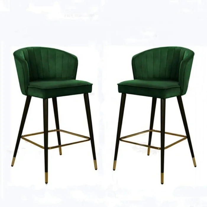 

China supplier hotel modern stainless steel wooden leg velvet fabric high bar stool chair for bar table