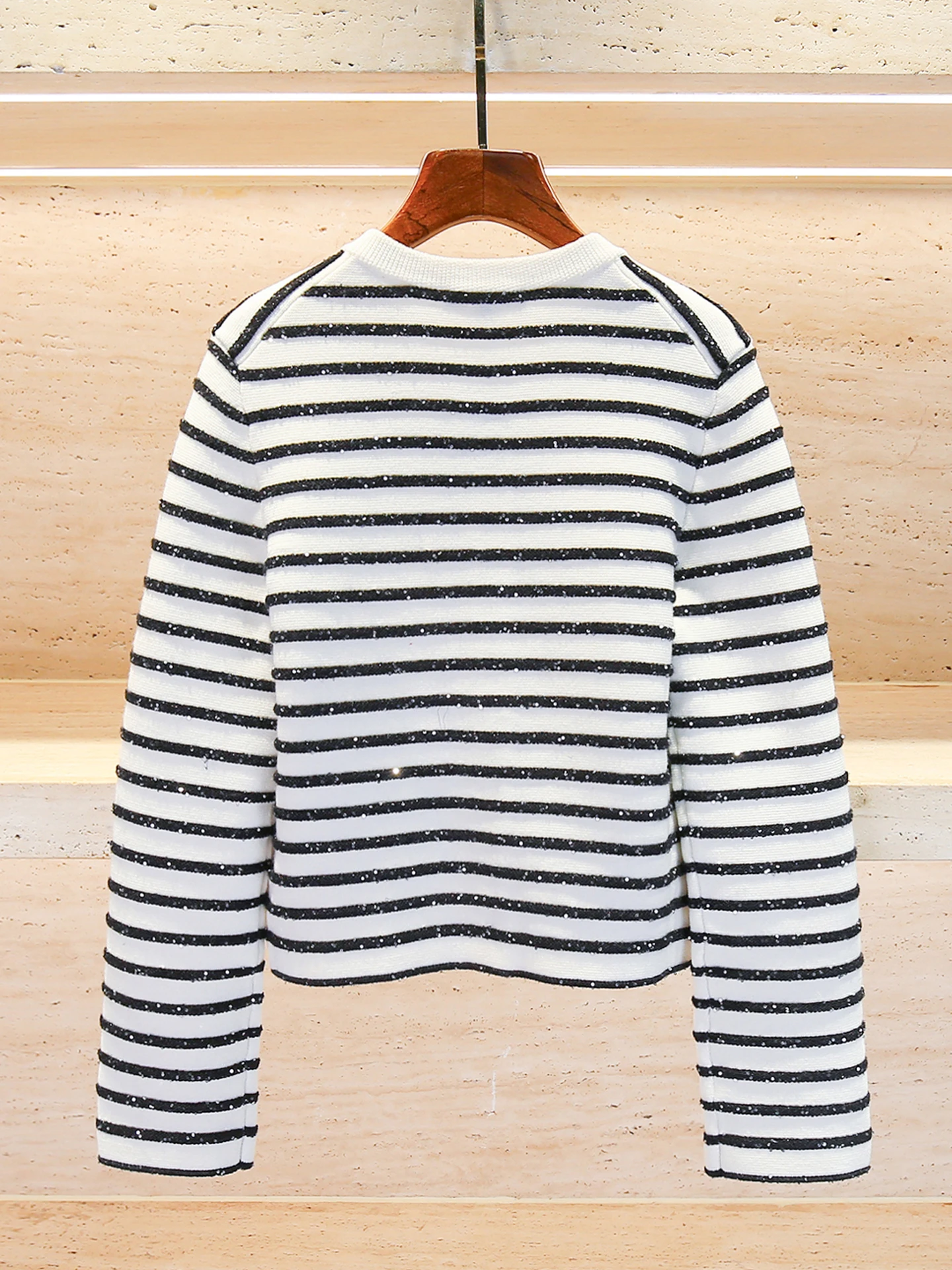 

M Home Nan You High End Women's Knitted Cardigan Jaet Sparkling Stripe Pattern Commute Sle Regular Fit Long Sve ort ...
