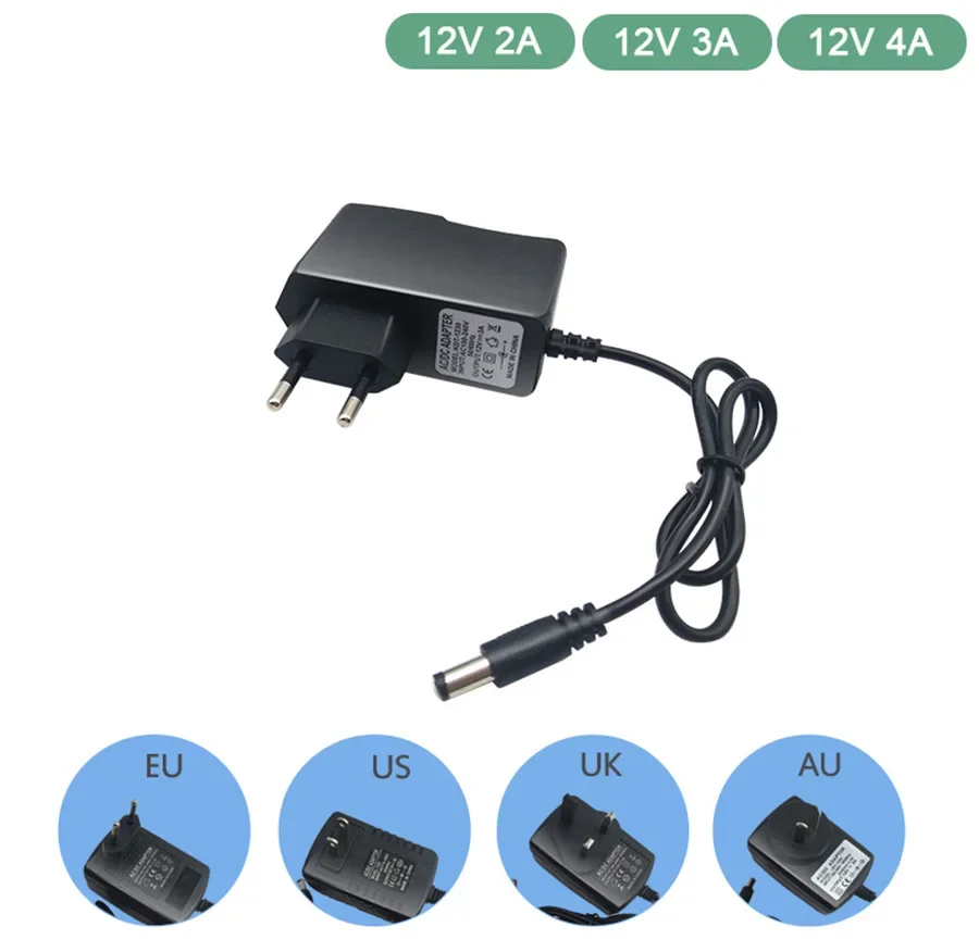 12V 3A 5A zasilacz do taśmy Led 220V do 12V transformator wyjściowy 1A 2A Adapter 4A 6A 12V Eliminator prądu 8A ładowarka