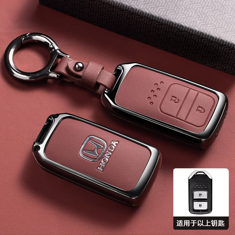 Funda de cuero de aleación de Zinc para llave inteligente remota de coche, funda, soporte, bolsa de carcasa para Honda Vezel City Civic Jazz BRV BR-V HRV, accesorios