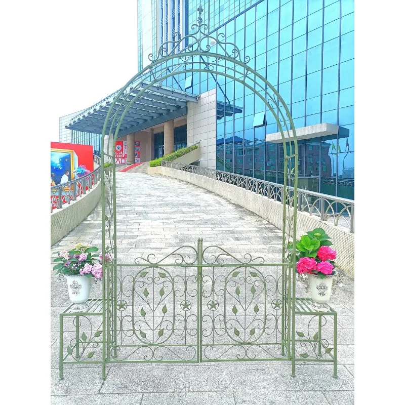 European wrought iron garden door villa courtyard rose vine climbing frame