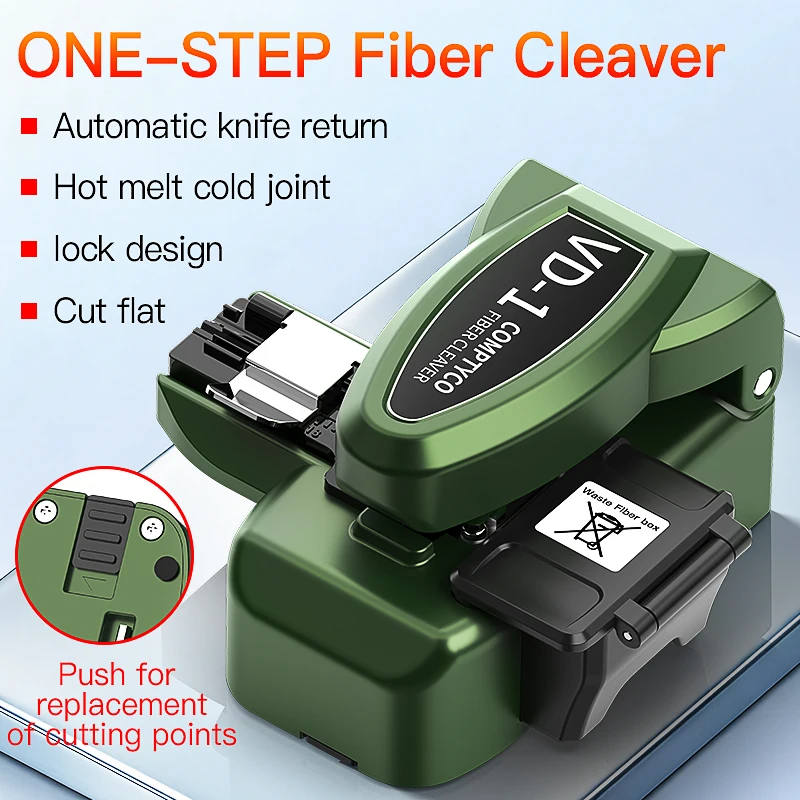 COMPTYCO VD-1 One-step Fiber Cleaver Fully Automatic Fiber Optic Cutter Optical Fiber Fusion Splicer Cutting Knife FTTH Tool