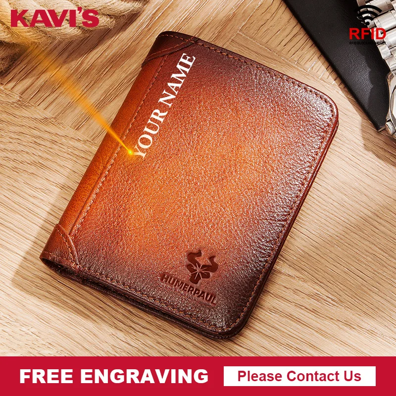 

Genuine Leather Slim Trifold Wallet for Men with ID Window RFID Multi Function Card Holder Money Bag Male Short Cartera Hombre