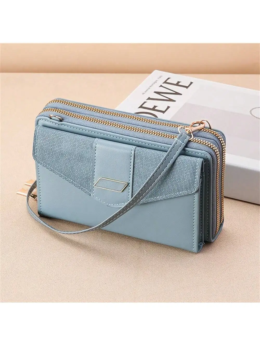 Women\'s Phone Bag Wallet Korean Multi Card Position Double Zipper Shoulder Crossbody Bag