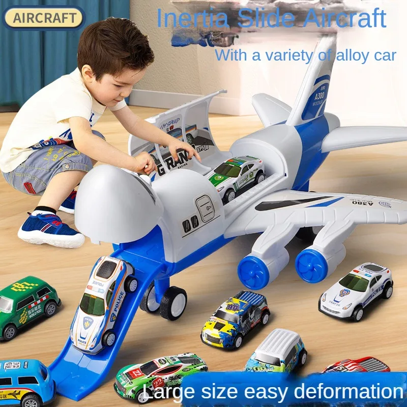 Children's toy airplane Inertial Rail taxiing Alloy car boy birthday gift 3 years old car air force 1  back to the future