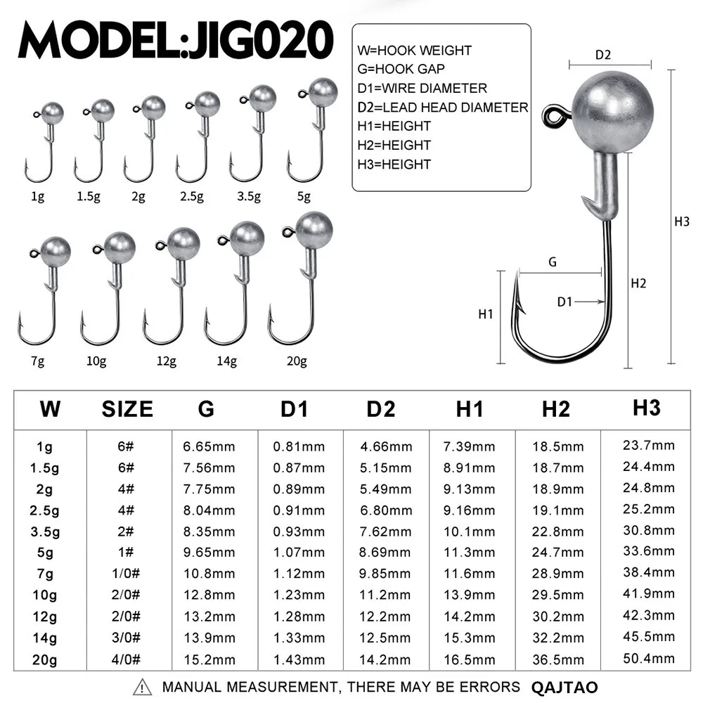 30pcs 1g  2g 2.5g   5g 10g 12g 14g 20g crank Jig head hook fishing hook head Jig lure hard bait soft worm jig hook for fishing