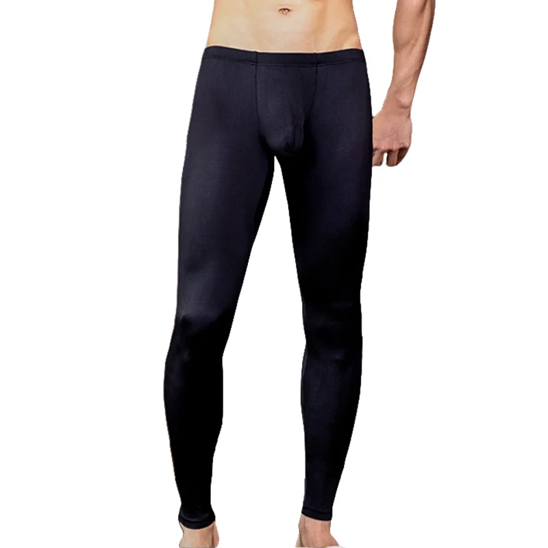 Men's Solid Color Tight Stretch Sports Fitness Pants Home Pants U Convex Sexy Underwear Clothing