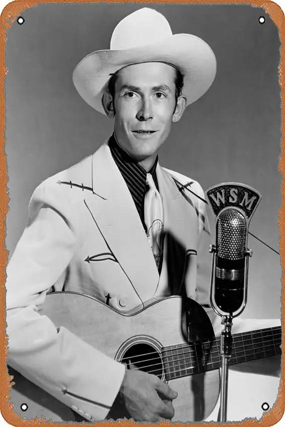 muecddoa Hank Williams Poster  Vintage Metal Tin Sign Home Decor Garage Man Cave Wall Art.