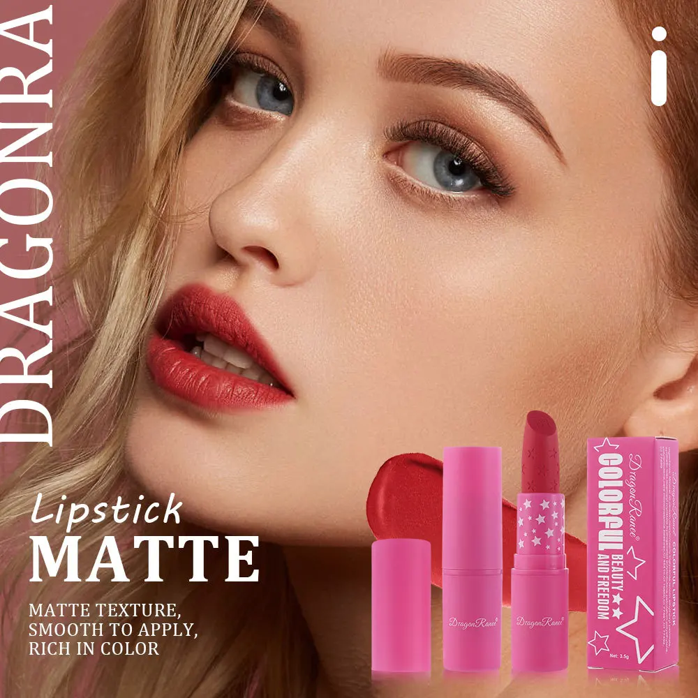 Waterproof Rose Red Velvet Matte Batom, estrelas hidratantes duradouras, não é fácil de desvanecerse, matiz de lábio nu, batom preto, 9 cores