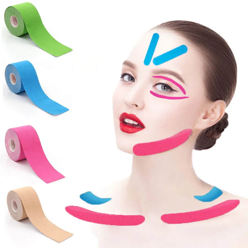 Kinesiology Tape For Face V Line Neck 2.5CM*5M Eyes Lifting Wrinkle Remover Sticker Tape Facial Skin Care Tool Bandagem Elastica