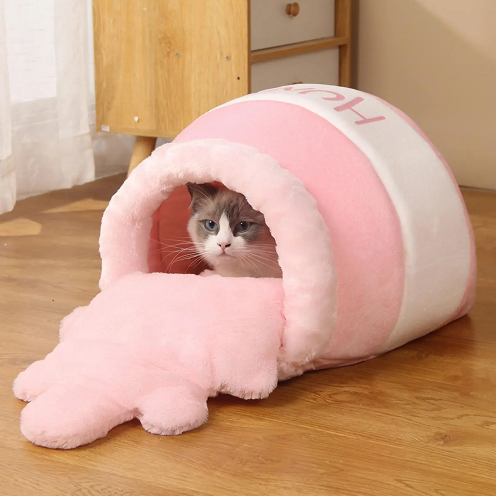 Honey Pot Pet Cat Bed Kennel Warm Soft Sleep Bed Cozy Cave Removable Cushion tents hut cushion blankets honey pot jar hideouts