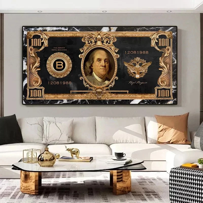 

Money Art Dollar Picture Inspirational Posters Prints Graffiti Money Canvas Painting Wall Art Picture for Office Room Home Decor