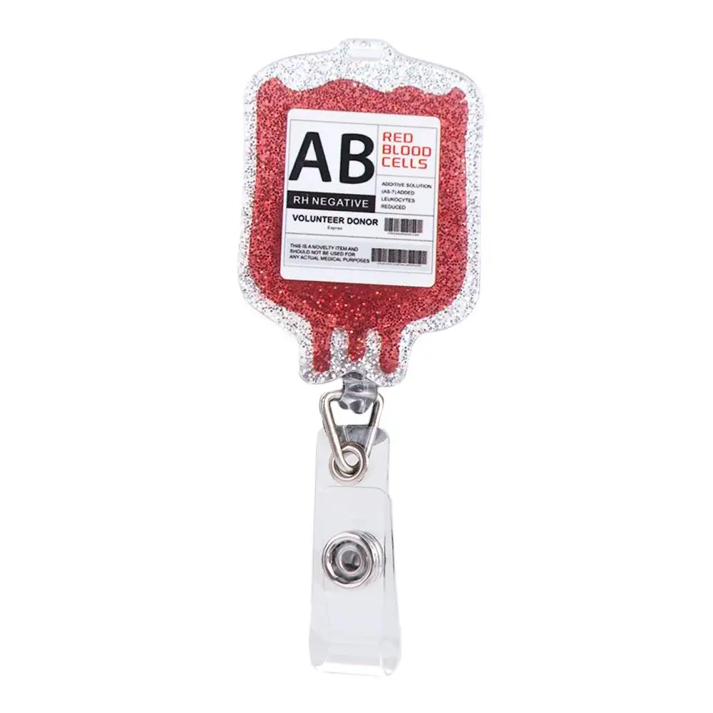 ABS Retractable Badge Reel Easy To Pull Buckle Anti Lost Blood Type Bag Shape Clips Nurse Keychain Nurse ID Holder