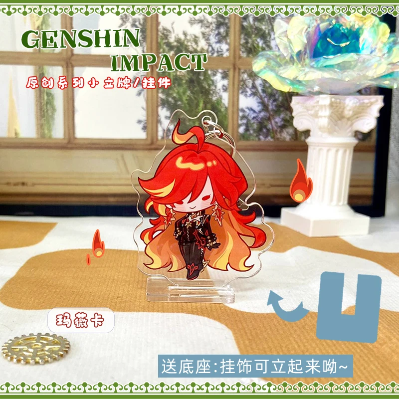 6cm Game Genshin Impact Kinich Kawaii Cosplay Acrylic Stand Model Figure Anime Mini Desktop Keychain Decor Fans Collection Gifts