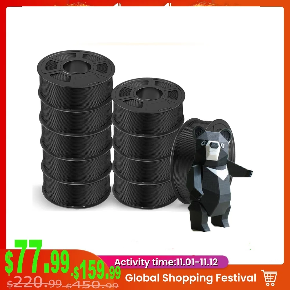 Good PLA PLA PLUS ABS PETG SILK Filament 1.75MM 10 Rolls / Set Refills Non-toxic Fastship 3D Printer DIY Gift