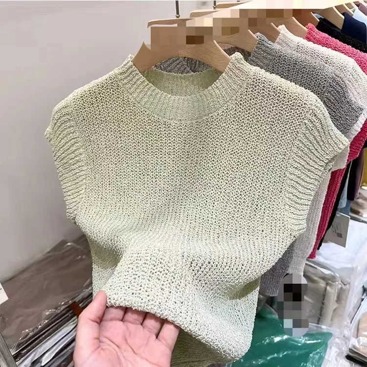 

Tag Episode Ice Silk Hollow out вязаный топ ort Sve Легкий летний корейский свободный рукав для молодежи круглый Ne повседневная одежда