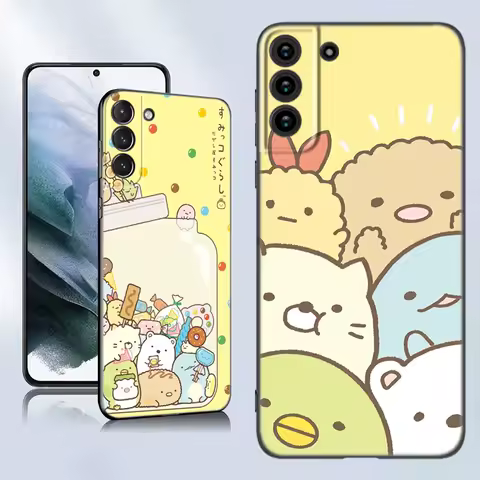 Cartoon Sumikko Gurashi Black Silicone Phone Case For Samsung Galaxy S23 S21 S20 FE S24 S22 Ultra S10E S10 S9 S8 Plus