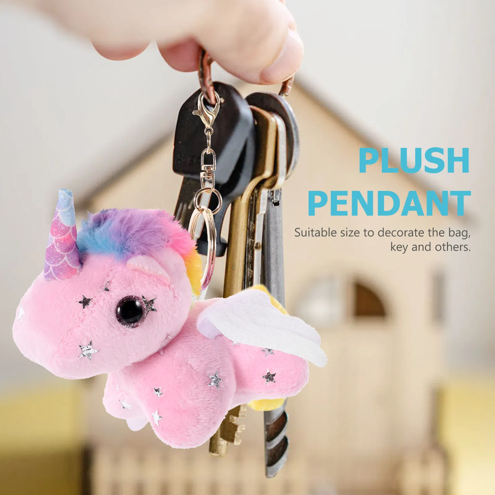 

Tail Wagging Unicorn Keychain Pendant Pull-Activated Bag Charm Backpack Decor Lovely Animal Hanging Ornament for Women Men