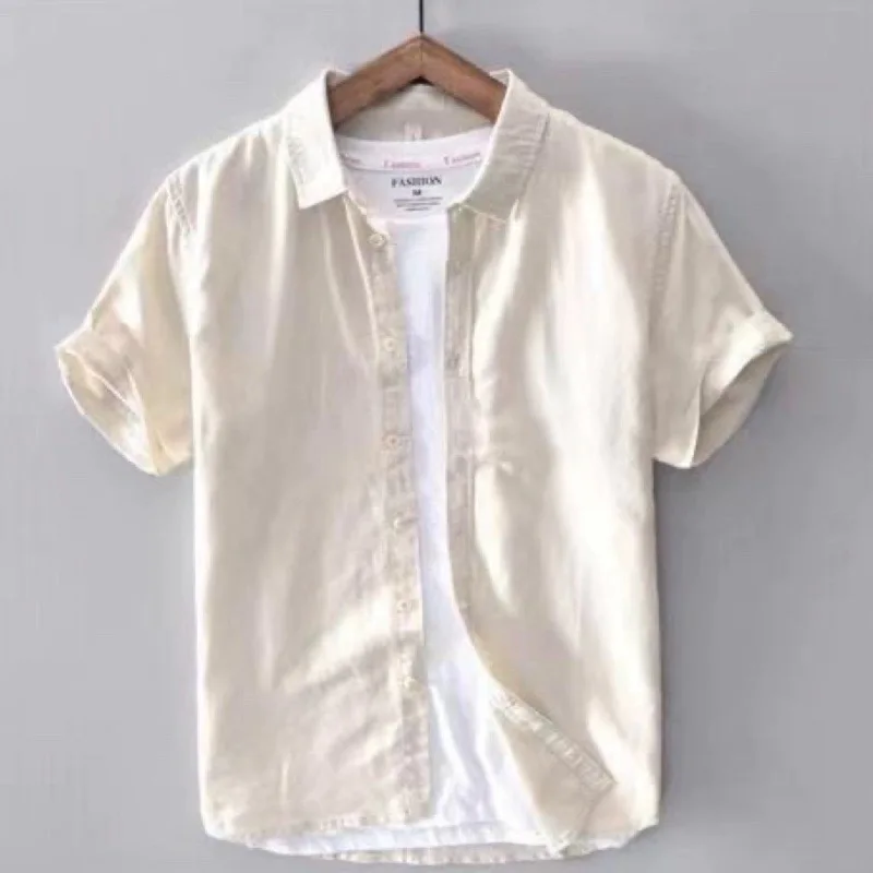 

Летняя мужская льняная футболка ort Sve, повседневная свободная хлопковая льняная футболка с воротником, модная брендовая молодежная футболка со стойкой...