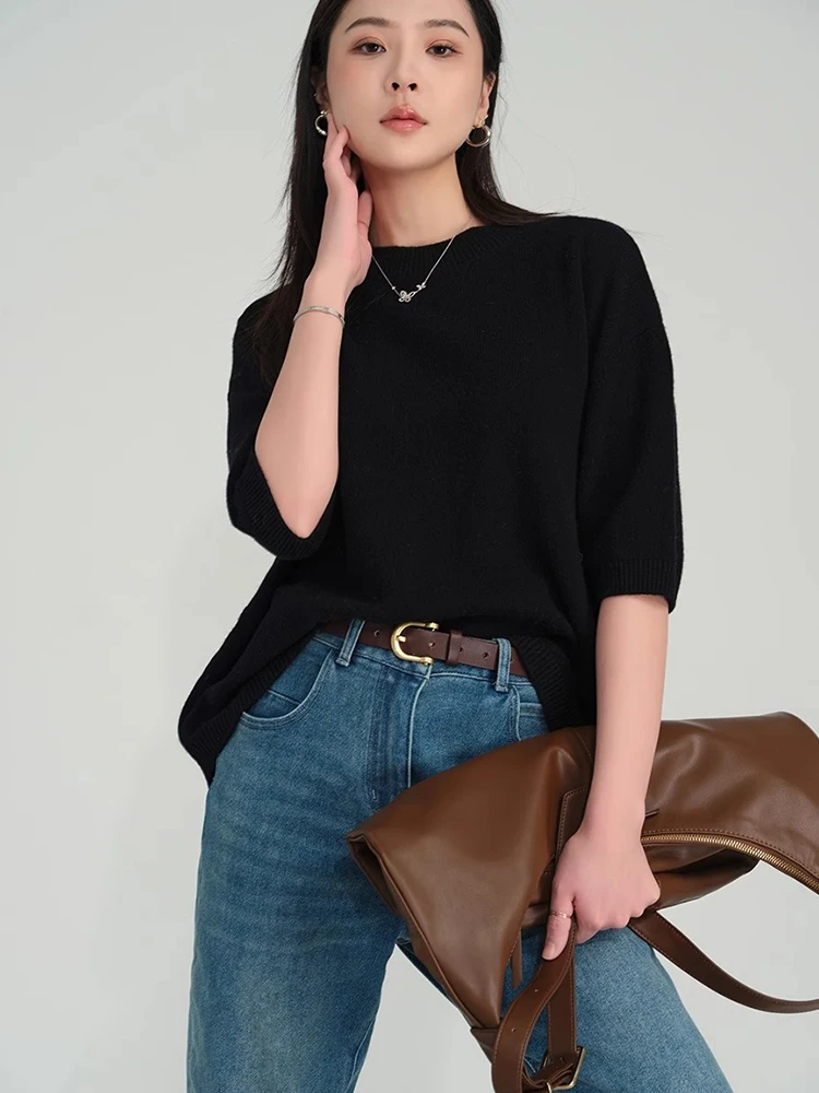 عادية محبوك ort Sve جولة Ne تي شيرت المرأة ملابس خارجية Faionable اللون التخسيس الأعلى لخريف جديد وصول #2