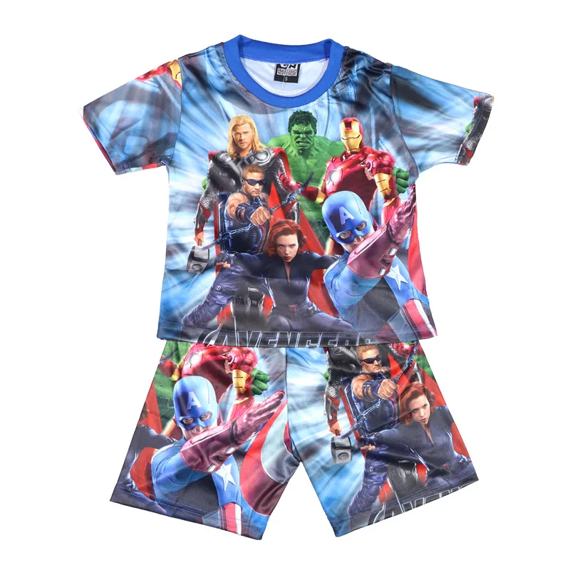 Children Pajamas Set Short Sleeve T Shirt Shorts Superhero Spiderman Costume Pyjamas Kids Boy Girls Pijamas Cartoon Baby Sleepw